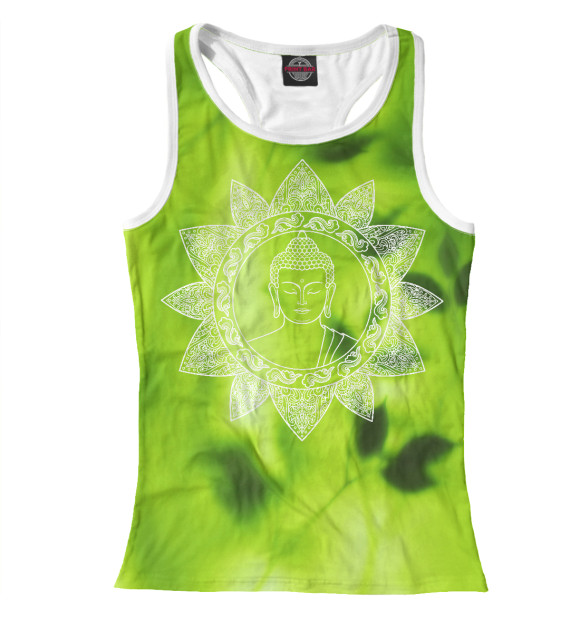 Женская майка-борцовка с изображением Будда цвета Белый