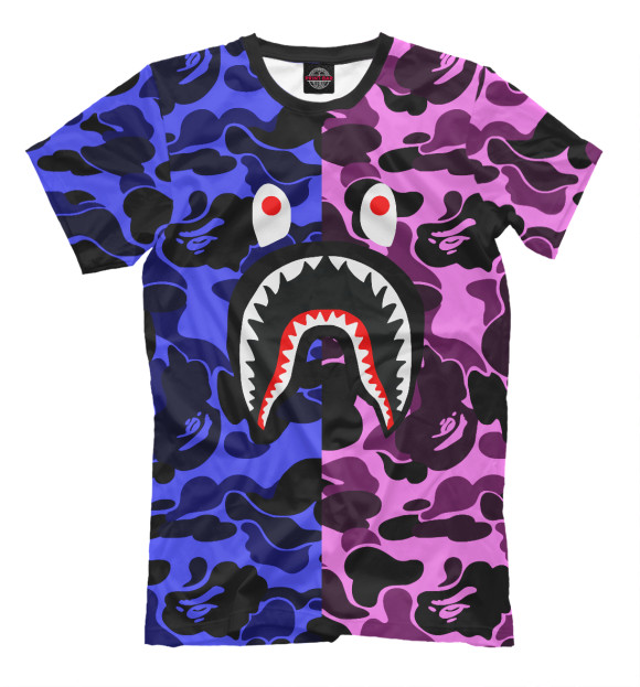 Мужская футболка с изображением bape shark цвета Молочно-белый