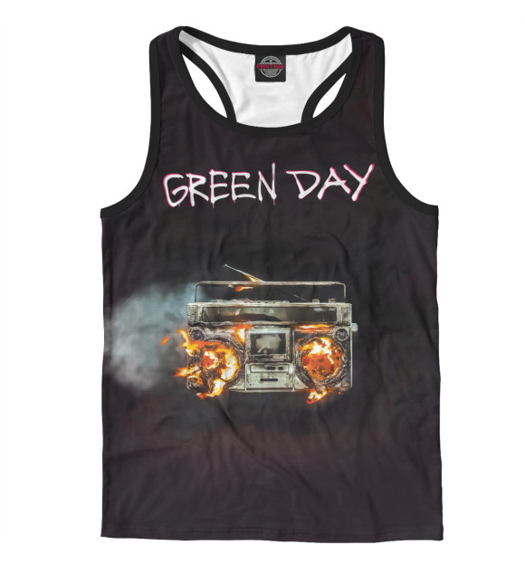 Мужская майка-борцовка с изображением Green Day альбом цвета Белый