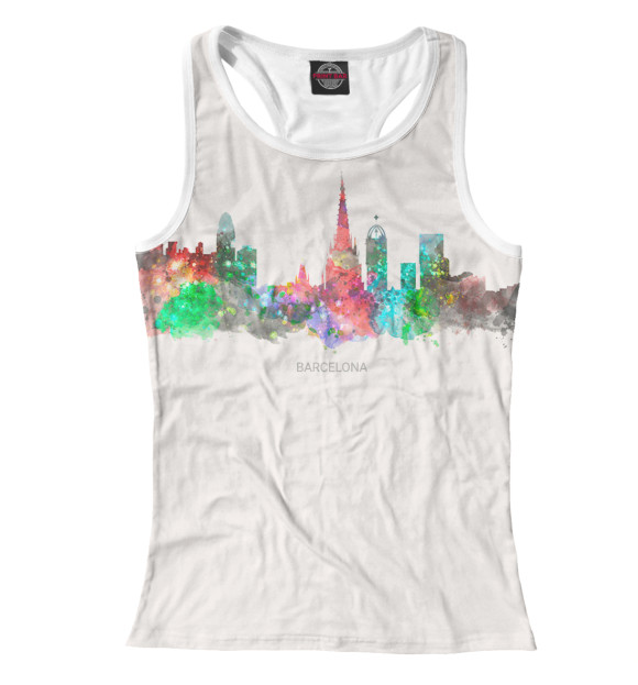 Женская майка-борцовка с изображением Барселона цвета Белый