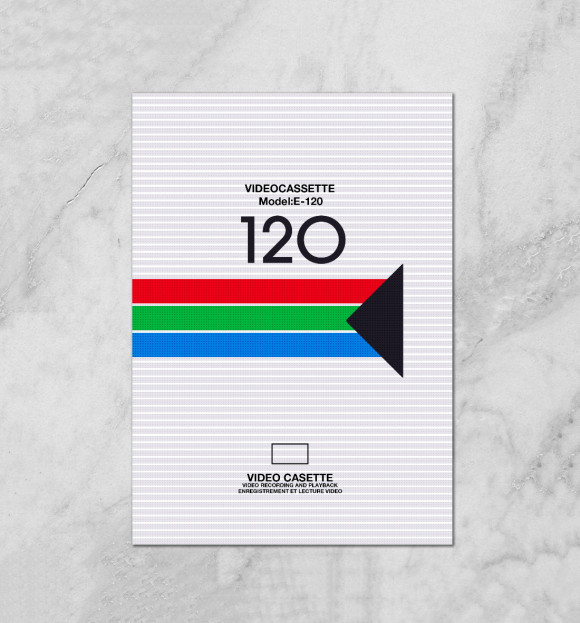 Плакат с изображением VHS E-120 цвета Белый