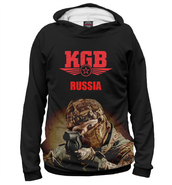 Мужское худи с изображением КГБ цвета Белый