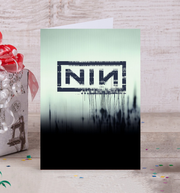 Открытка с изображением Nine Inch Nails цвета Белый
