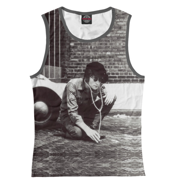 Майка для девочки с притом Джон Леннон цвета Белый Майка для девочки с изображением Джон Леннон цвета Белый