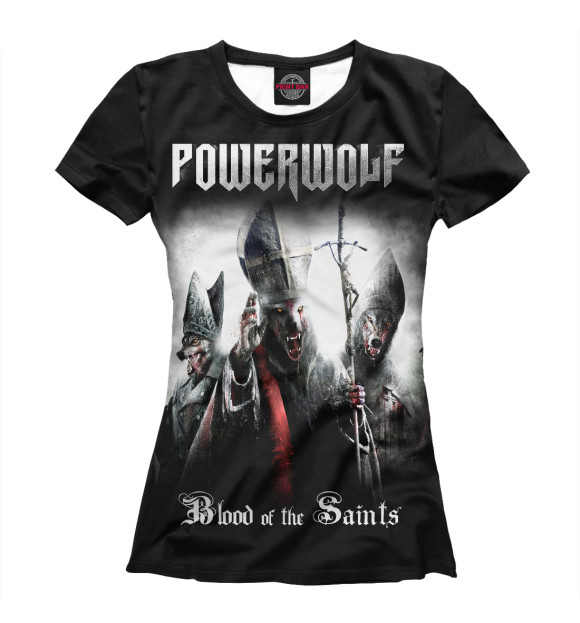 Женская футболка с притом Powerwolf цвета Белый Женская футболка с изображением Powerwolf цвета Белый