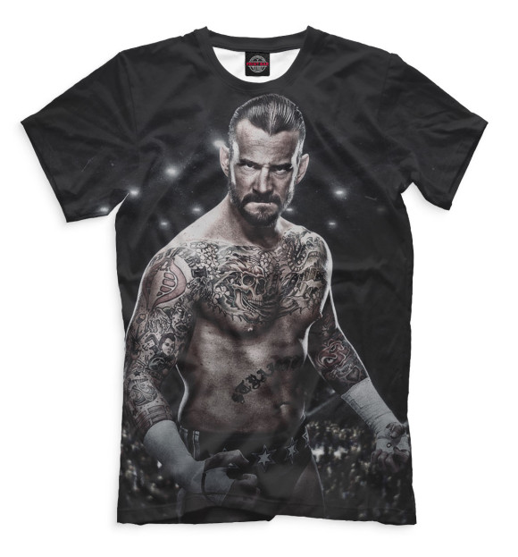Мужская футболка с изображением CM Punk цвета Черный