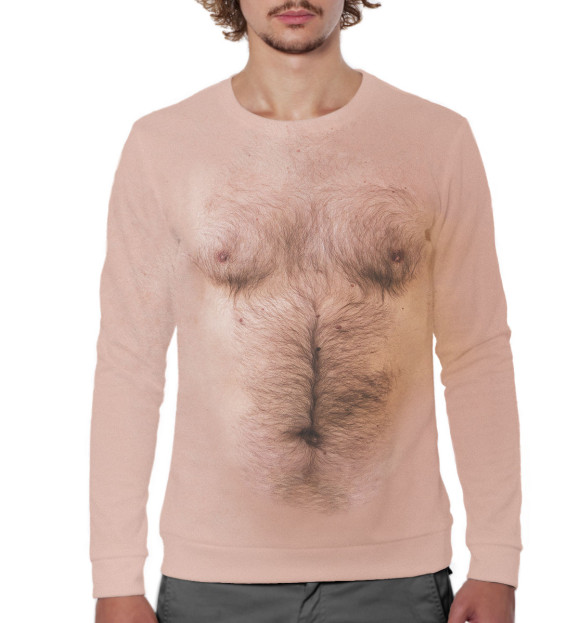 Мужской свитшот с изображением Волосатая грудь цвета Белый