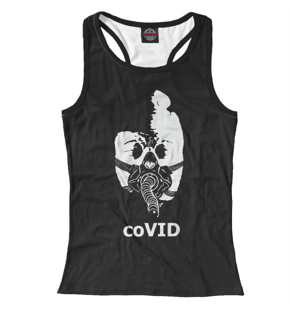 Женская майка-борцовка с изображением CoVID цвета Белый