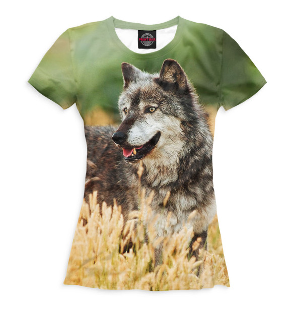 Футболка для девочек с притом Волк цвета Белый Футболка для девочек с изображением Волк цвета Белый