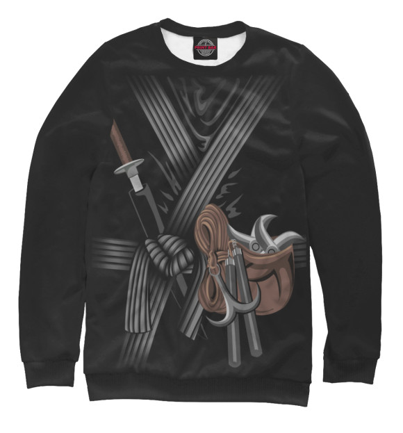 Мужской свитшот с изображением Костюм ниндзя цвета Белый