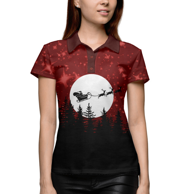 Женское поло с изображением Олени цвета Белый