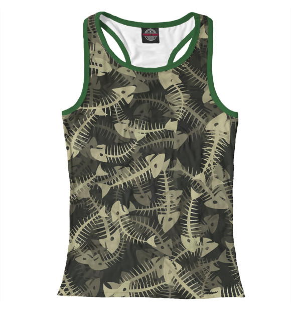 Женская майка-борцовка с изображением Fish Bones цвета Белый