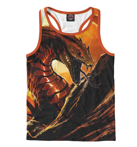 Мужская майка-борцовка с изображением Дракон цвета Белый