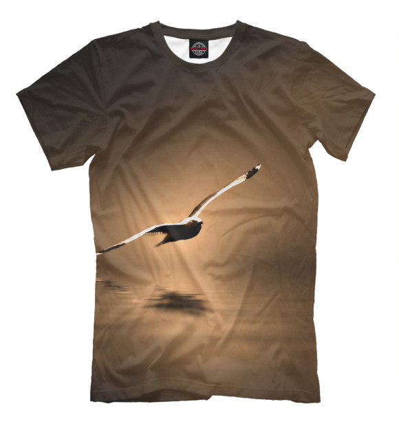 Мужская футболка с изображением Чайка цвета Молочно-белый