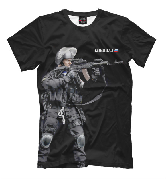 Мужская футболка с изображением Спецназ России цвета Черный
