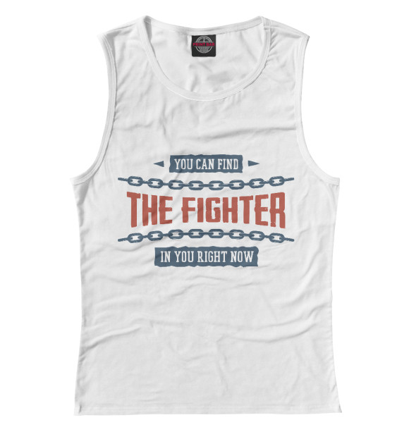 Майка для девочки с притом THE FIGHTER цвета Белый Майка для девочки с изображением THE FIGHTER цвета Белый