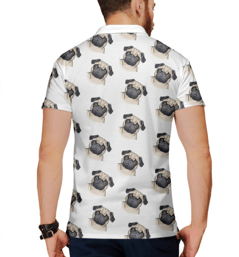 

Поло Print Bar, Белый, Мопсы