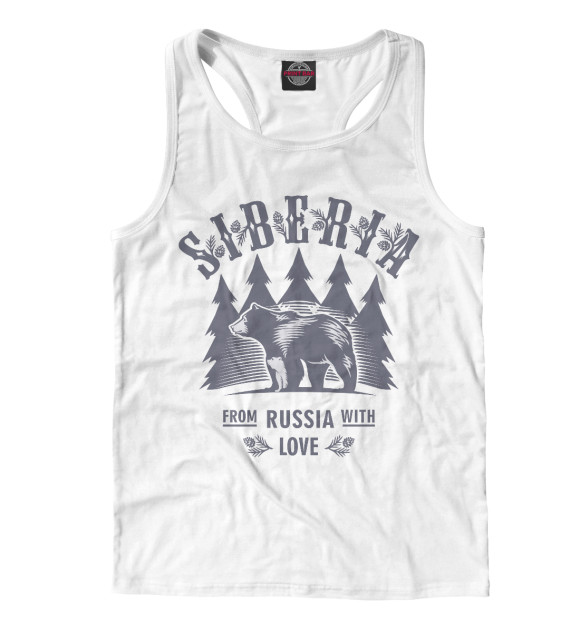 Мужская майка-борцовка с изображением Сибирь цвета Белый