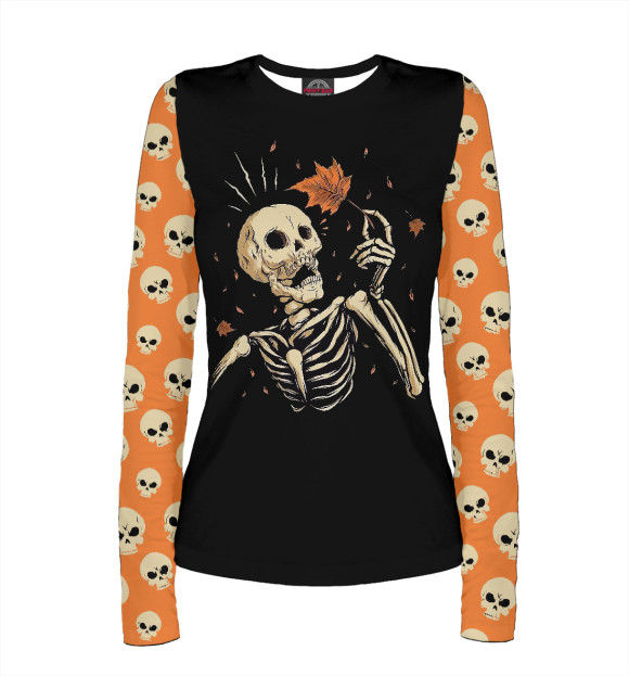Женский лонгслив с изображением Skeleton цвета Белый