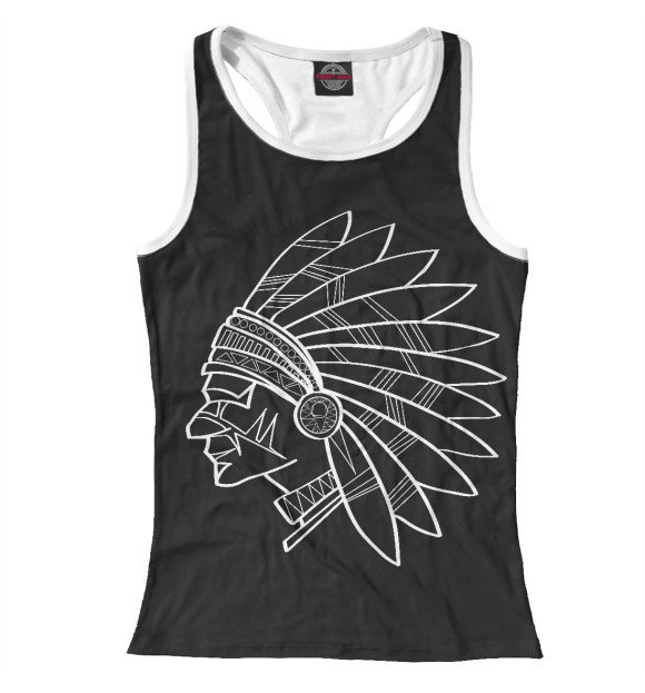 Женская майка-борцовка с изображением Индеец цвета Белый