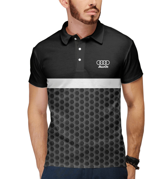 Мужское поло с изображением Audi цвета Белый