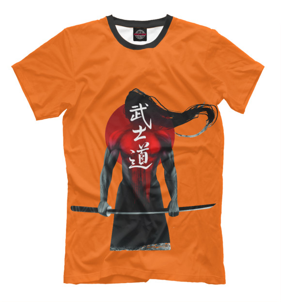 Мужская футболка с изображением Бусидо - кодекс самурая цвета Оранжевый