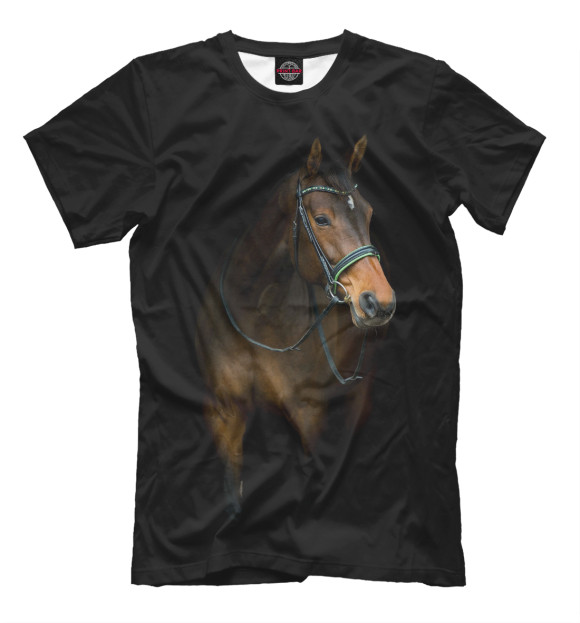 Мужская футболка с изображением Лошадь цвета Черный