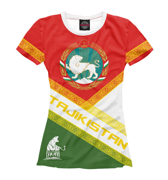 Женская футболка с изображением Tajikistan light цвета Белый