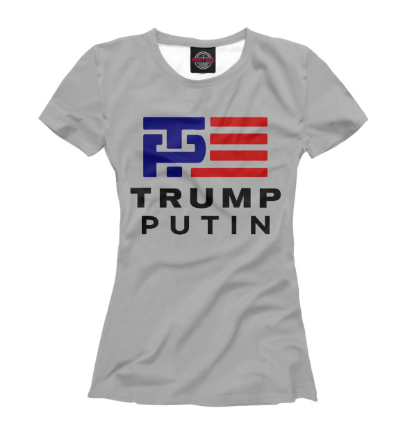 Женская футболка с изображением Trump - Putin цвета Белый
