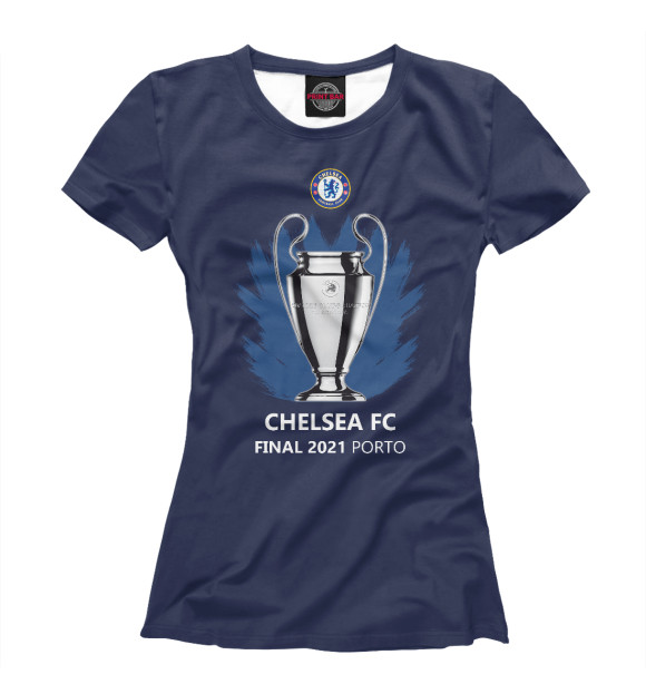 Женская футболка с изображением Chelsea champion цвета Белый