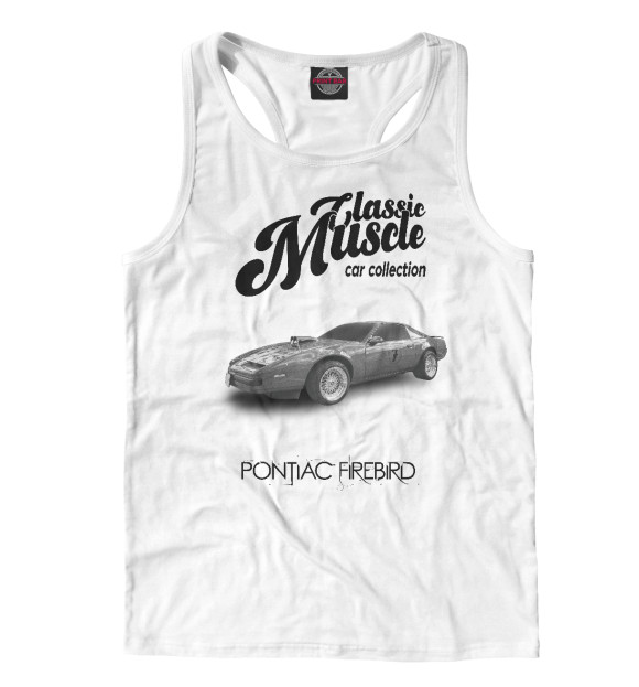 Мужская майка-борцовка с изображением Маслкар Pontiac Firebird на белом фоне цвета Белый