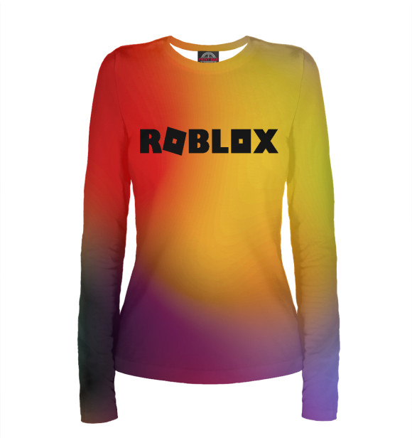 Женский лонгслив с притом ROBLOX | РОБЛОКС цвета Белый Женский лонгслив с изображением ROBLOX | РОБЛОКС цвета Белый