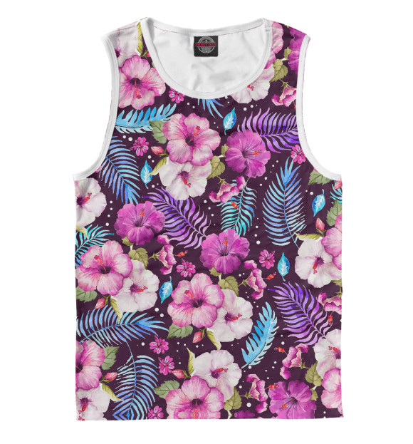 Майка для мальчика с изображением Flowers and leaves цвета Белый