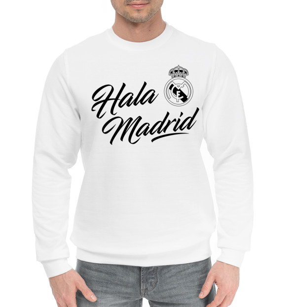 Мужской хлопковый свитшот с изображением Реал Мадрид цвета Белый