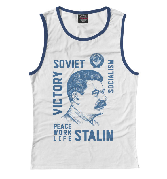 Женская майка с изображением Сталин цвета Белый