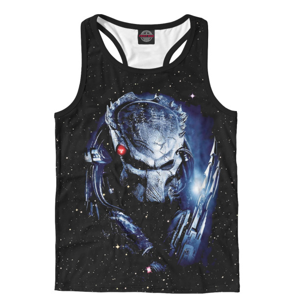 Мужская майка-борцовка с изображением Хищник цвета Белый