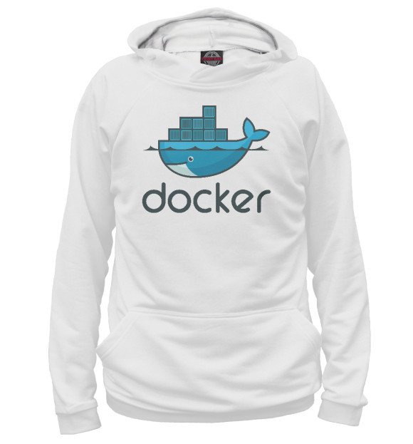 Худи для мальчика с изображением Docker цвета Белый