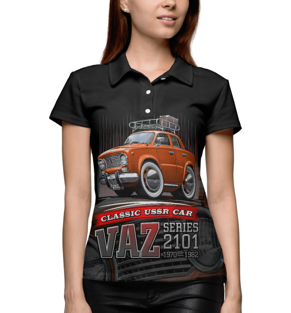 Женское поло с изображением Vaz2101 цвета Белый