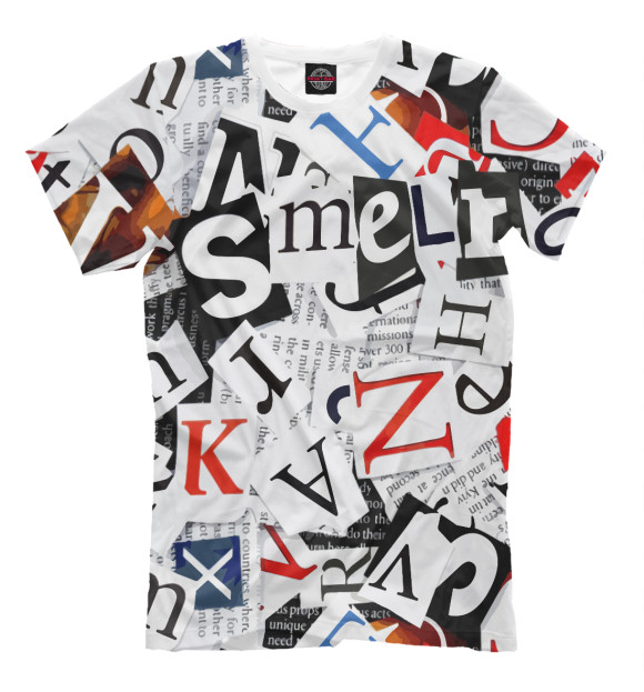 Футболка для мальчиков с изображением Коллаж, буквы и слова цвета Молочно-белый