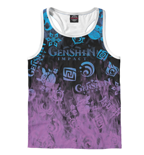 Мужская майка-борцовка с изображением Genshin Impact цвета Белый