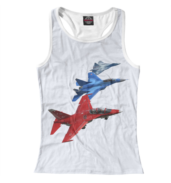 Женская майка-борцовка с изображением Авиатриколор цвета Белый