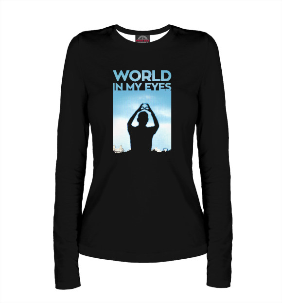 Женский лонгслив с притом World in My Eyes цвета Белый Женский лонгслив с изображением World in My Eyes цвета Белый