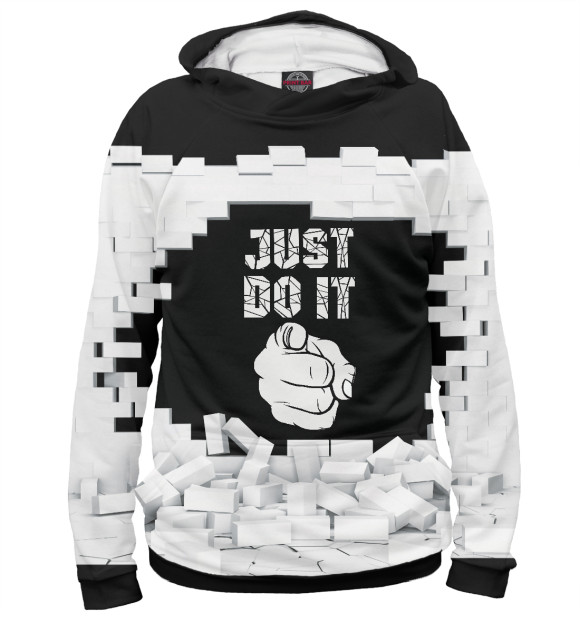 Женское худи с изображением Just do it цвета Белый