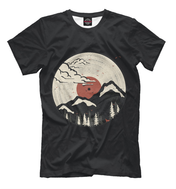 Мужская футболка с изображением Nature Music цвета Черный