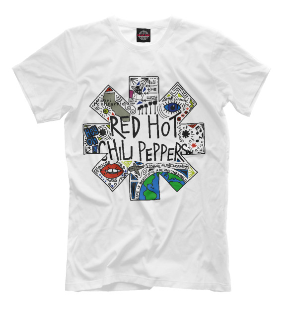 Мужская футболка с изображением Red Hot Chili Peppers цвета Молочно-белый