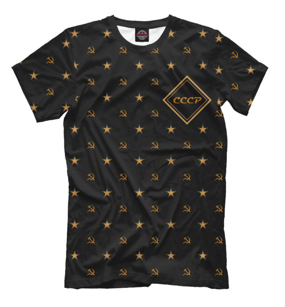 Мужская футболка с изображением Серп и молот и звезда цвета Черный