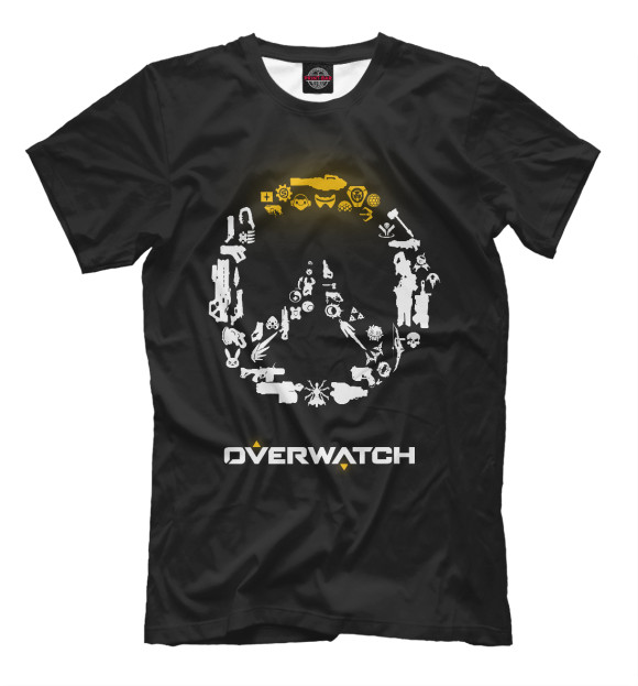 Мужская футболка с изображением Overwatch цвета Черный
