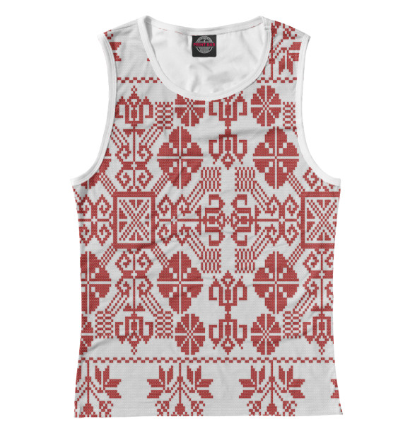 Майка для девочки с изображением Славянская вышиванка цвета Белый