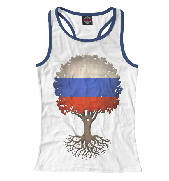 Женская майка-борцовка с изображением Дерево России цвета Белый
