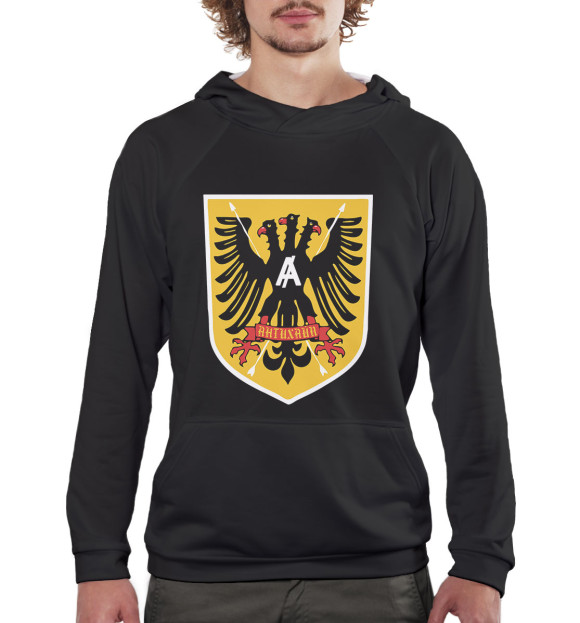 Мужское худи с изображением Антихайп цвета Белый